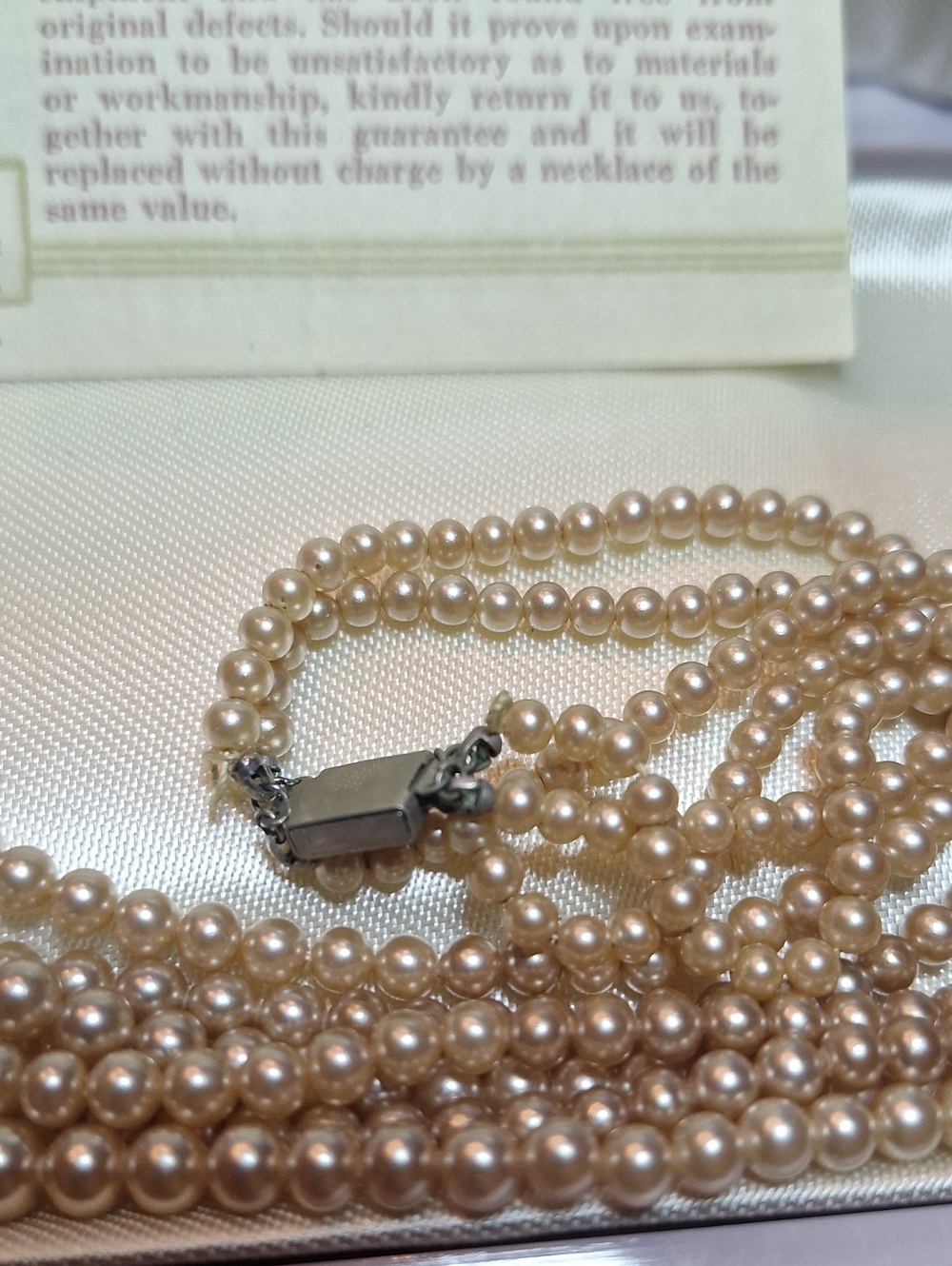 Beautiful Deltah Three Strand Simulated Pearl Vintage Antique Necklace - Picture 13 of 13